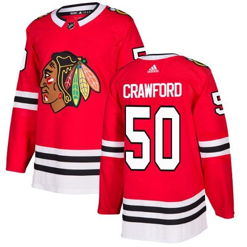 Adidas Blackhawks #50 Corey Crawford Red Home Authentic Stitched NHL Jersey